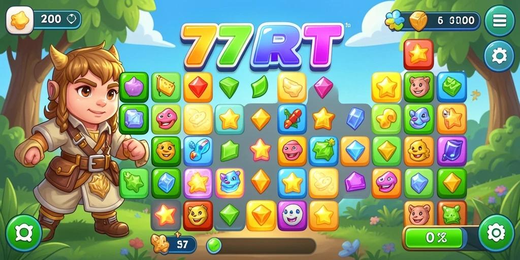 Screenshot gameplay Match-3 yang seru dan menantang di 77RT.