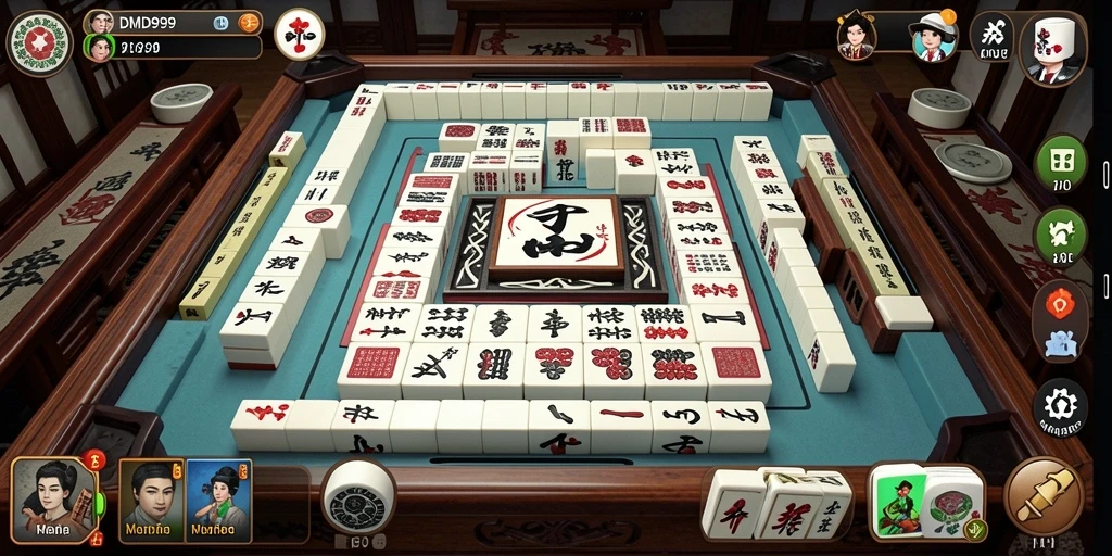 Screenshot DMD999 menampilkan gameplay menarik Mahjong yang menantang.