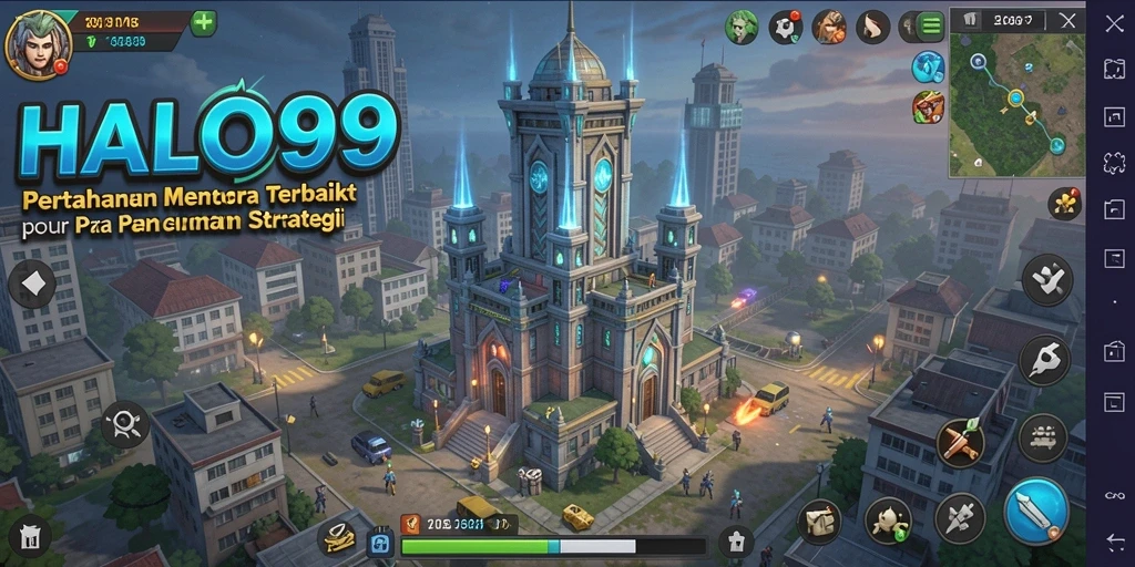 Tampilan gameplay menara di HALO99 yang menegangkan.