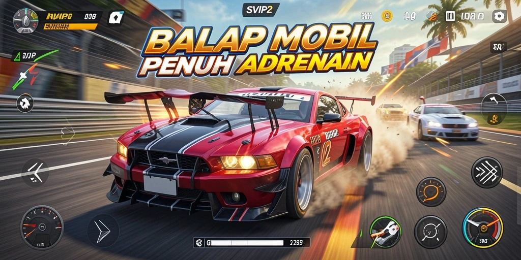 Gameplay balap seru di SVIP2 dengan mobil cepat dan trek menantang.