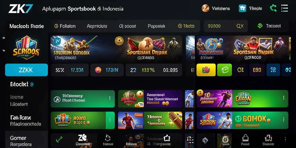Screenshot utama ZK7 menampilkan pengalaman taruhan olahraga yang mendebarkan.